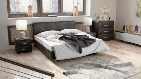 Спальный Гарнитур Элвис №4 Коричневый (Кровать+Тумбы Прикроватные-2шт+Комод)