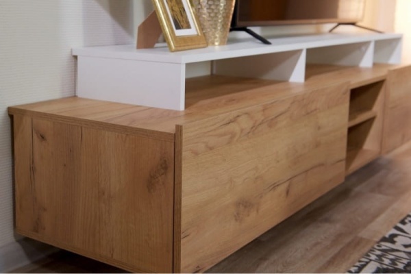 Стенка Нева-2 Дуб Крафт Золотой/Белый